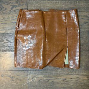 Fashion Nova Brown Leather Mini Skirt